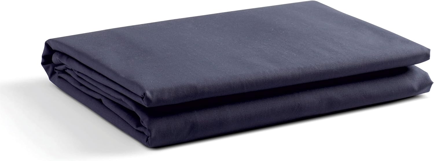 Sábanas de 100% algodón percal, tamaño matrimonial, 1sábana encimera, ropa de cama fresca, resistente y transpirable, azul marino