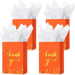 30 bolsas de regalo de agradecimiento con papel de seda dorado con asa para negocios, compras, bodas, baby shower, recuerdos de fiesta (naranja) 30 bolsas de regalo de agradecimiento con papel de seda dorado con asa para negocios, compras, bodas, baby shower, recuerdos de fiesta (naranja)