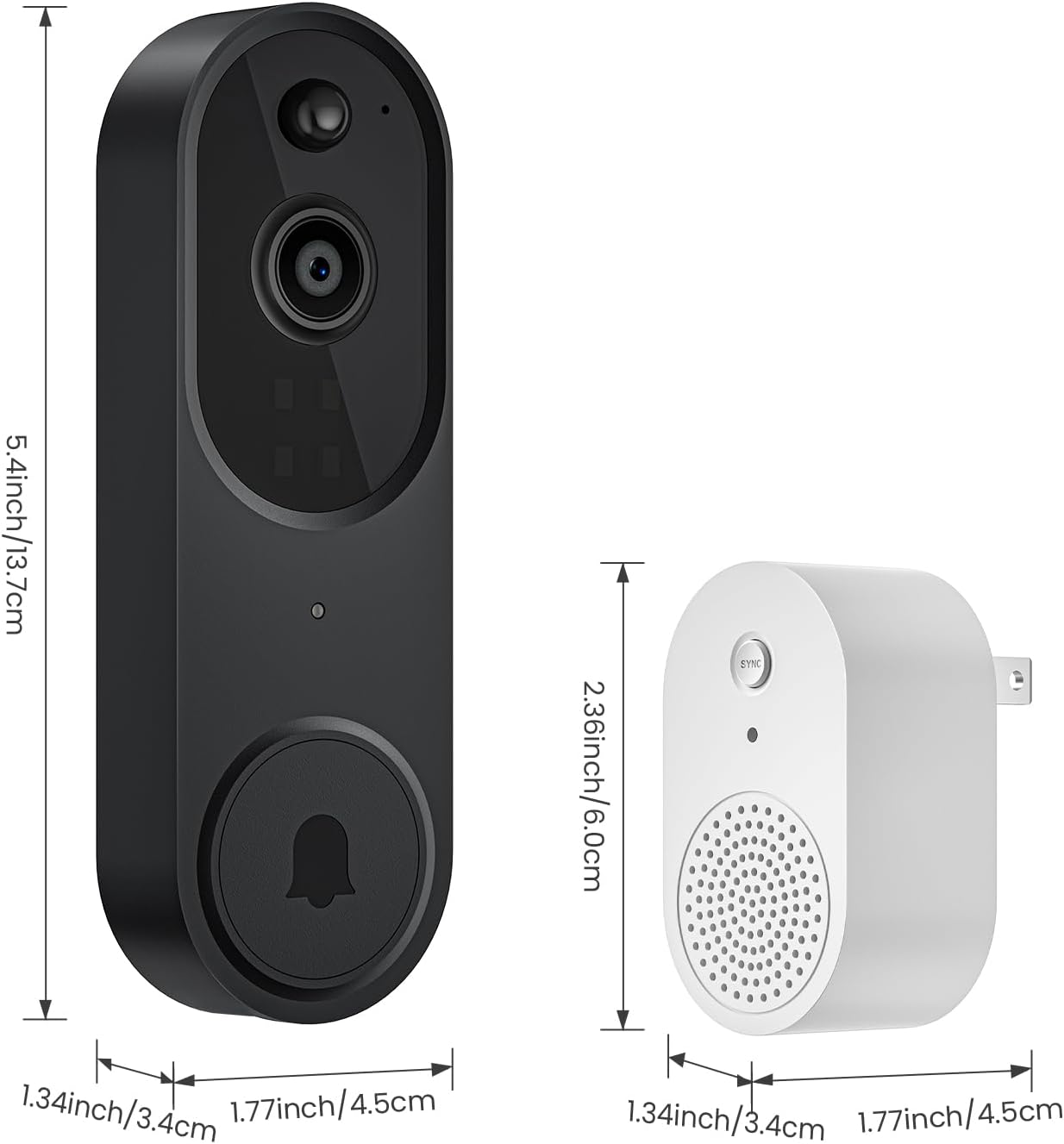ALPHAPEACH Timbre de video 1080P inalámbrico para seguridad en el hogar con timbre de anillo, 100% sin cable, detección humana inteligente con