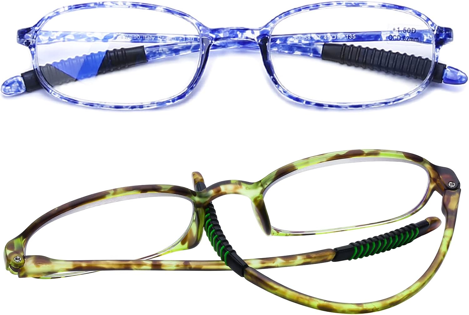 AQWANO Lentes de lectura flexibles irrompibles para computadora, bloqueo de luz azul, ligeros, cómodos, TR90 UV400, para mujeres y hombres, 1.25