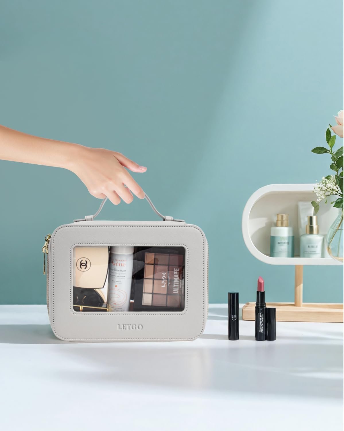 Bolsas de maquillaje transparentes, bolsa de aseo aprobada por la TSA con cremallera, organizador de maquillaje transparente para artículos