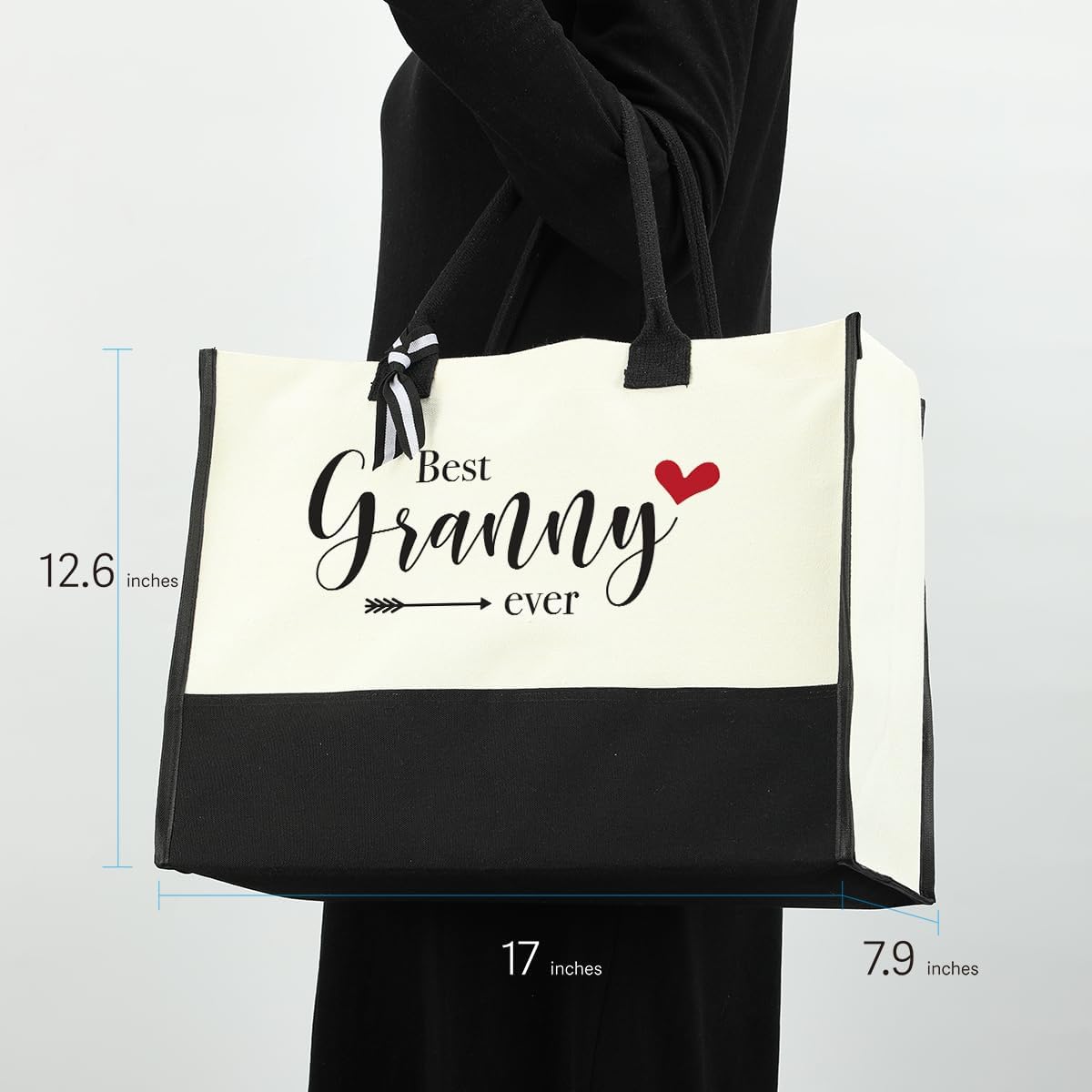 Noun – Bolsa de playa personalizada para mujer, bolsa de lona impermeable, regalos inspiradores para niñera, abuela