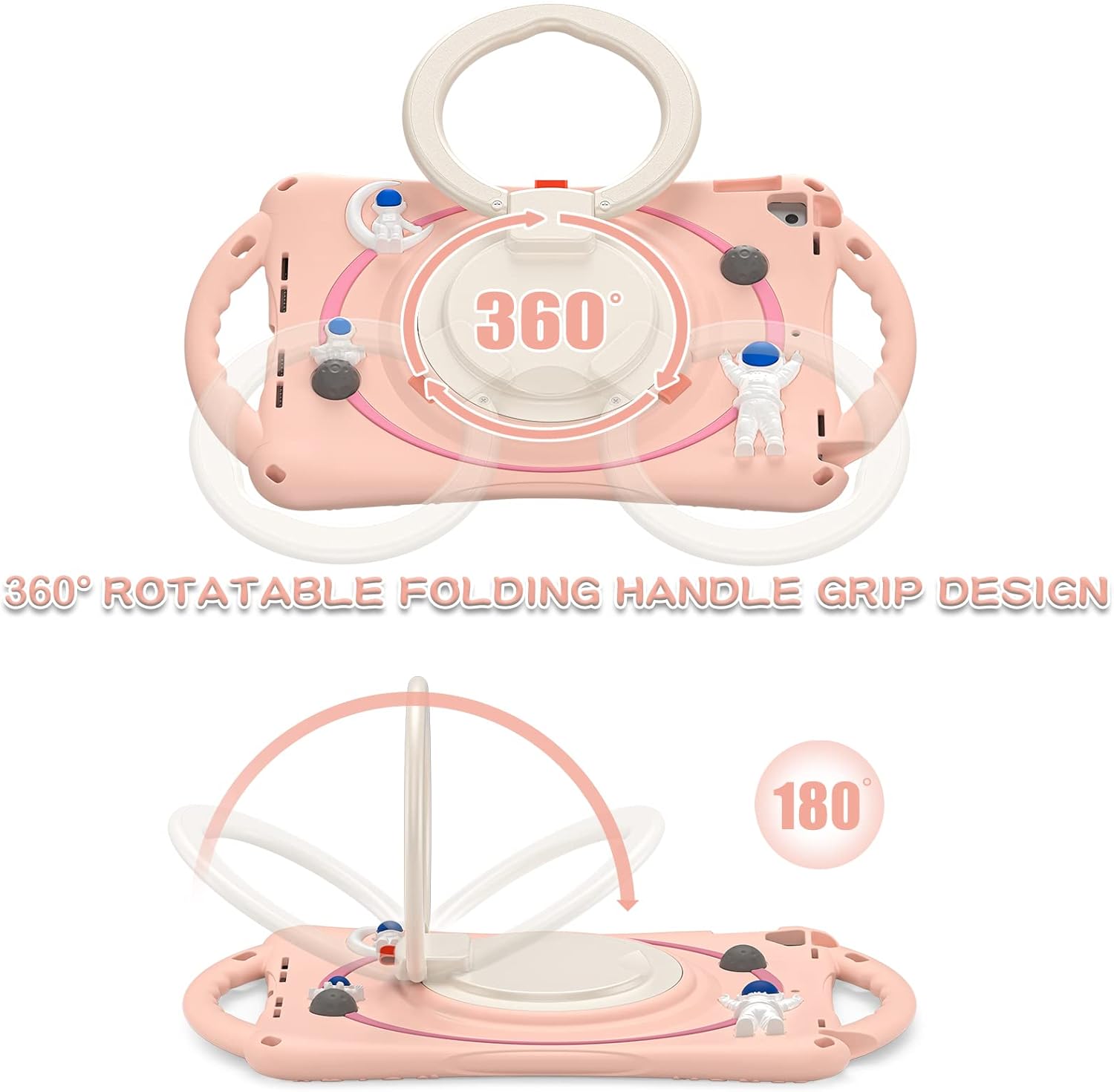BATYUE Funda infantil para iPad de 9, 8, 7 generación de 10.2 pulgadas 2021 2020 2019, con soporte giratorio, soporte para lápices, correa de