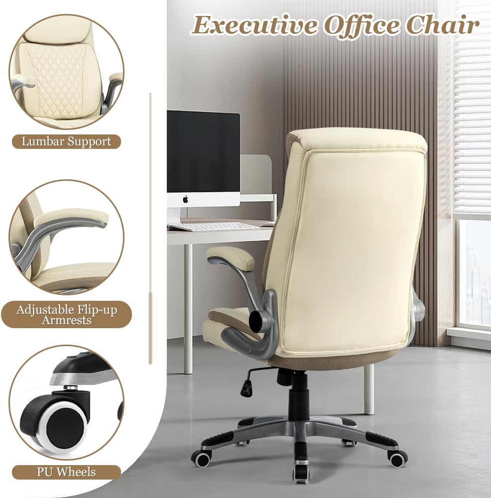 Savourseat Silla ergonómica de escritorio ejecutiva con reposabrazos abatibles y altura ajustable, 300 libras grande y alta, silla de oficina de