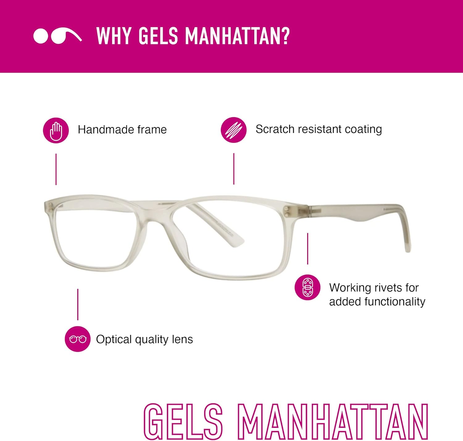 Scojo New York Gels Manhattan – Lentes de lectura hechos a mano, resistentes a los arañazos, para mujeres y hombres