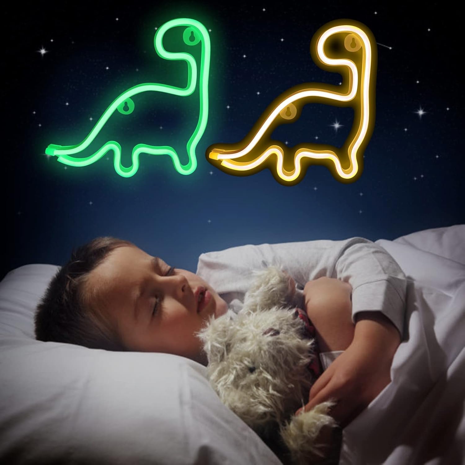 Letrero de neón de dinosaurio, luz LED, decoración de pared, decoración de habitación, bonita luz nocturna, regalo para niños y niñas, regalo para