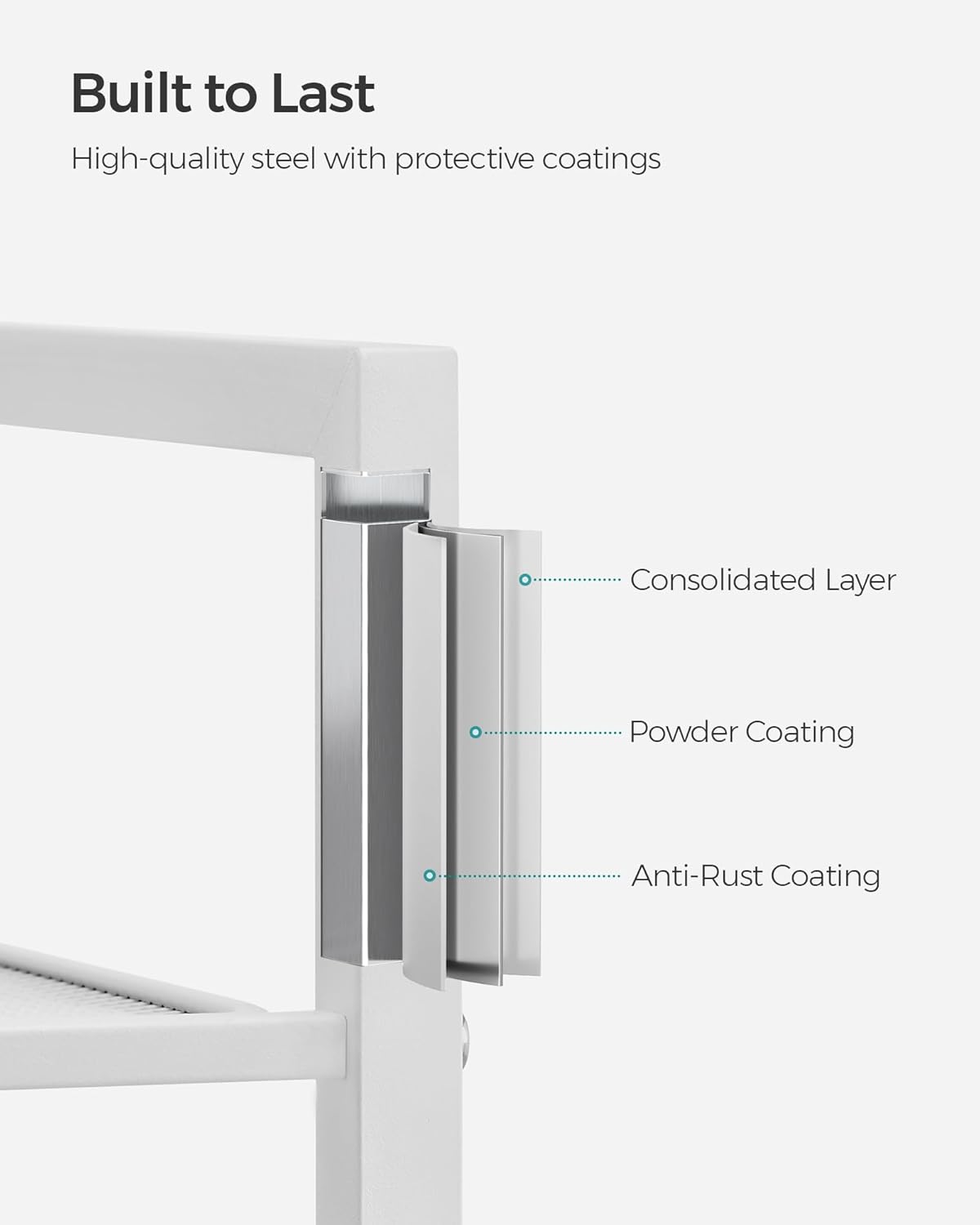 SONGMICS Estante de almacenamiento de 6 niveles, estante de baño, soporte extensible para plantas con estante ajustable, para baño, sala de estar,