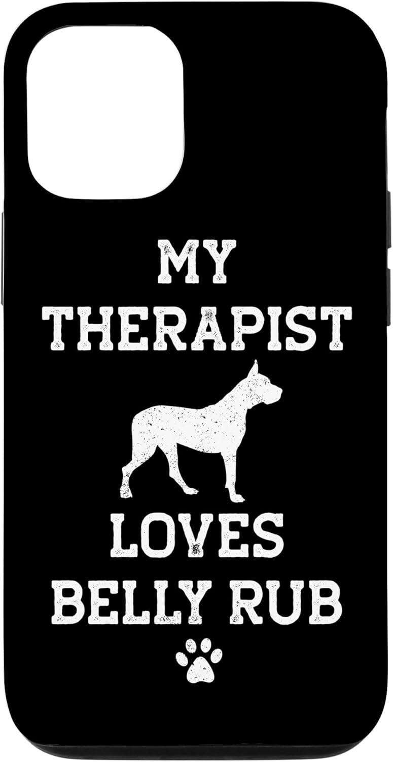 iPhone 14 Funny Dogo Argentino My Therapist Loves Belly Rub Case