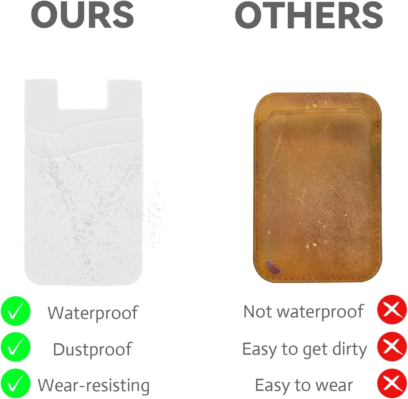 Práctica y versátil cartera para teléfono celular, se adhiere en la parte posterior del teléfono, bolsillo de silicona de alta calidad con adhesivo
