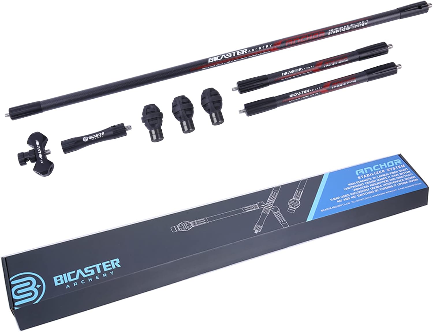 BICASTER Sistema estabilizador de tiro con arco 3K hecho en carbono, juego completo