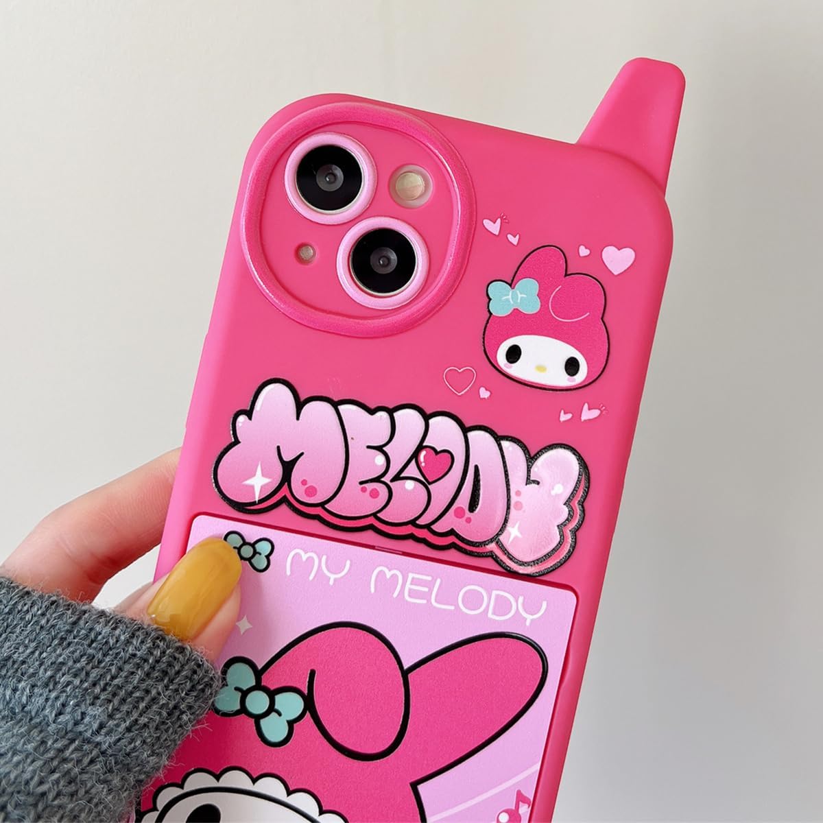 NATEROSO Funda de dibujos animados para iPhone 14 de 6.1 pulgadas, funda retro Kawaii linda con espejo de maquillaje, suave a prueba de golpes,