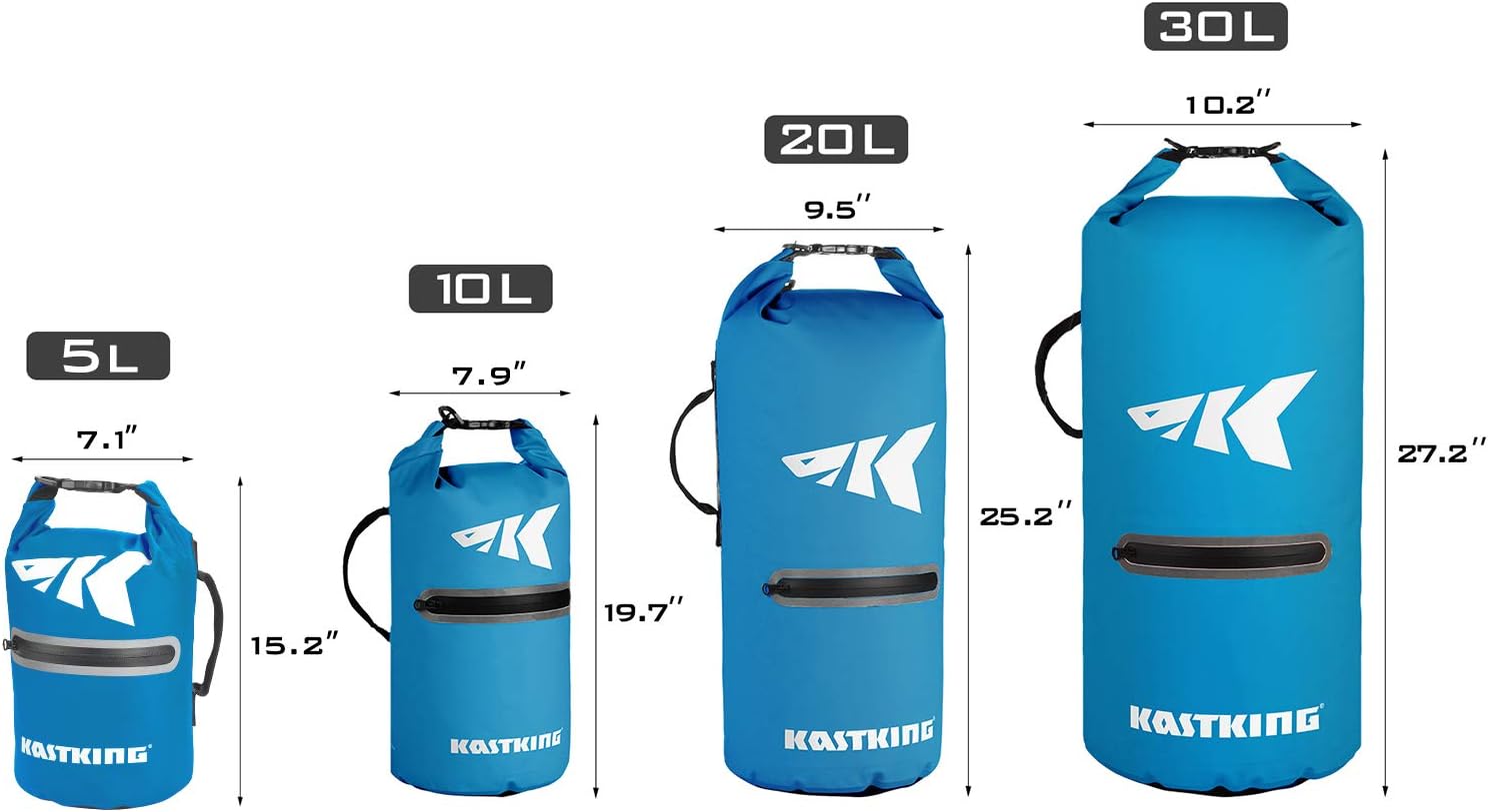 KastKing Cyclone Seal – Bolsa seca 100% impermeable con funda para teléfono, bolsillo frontal con cremallera, perfecta para playa, pesca, kayak,