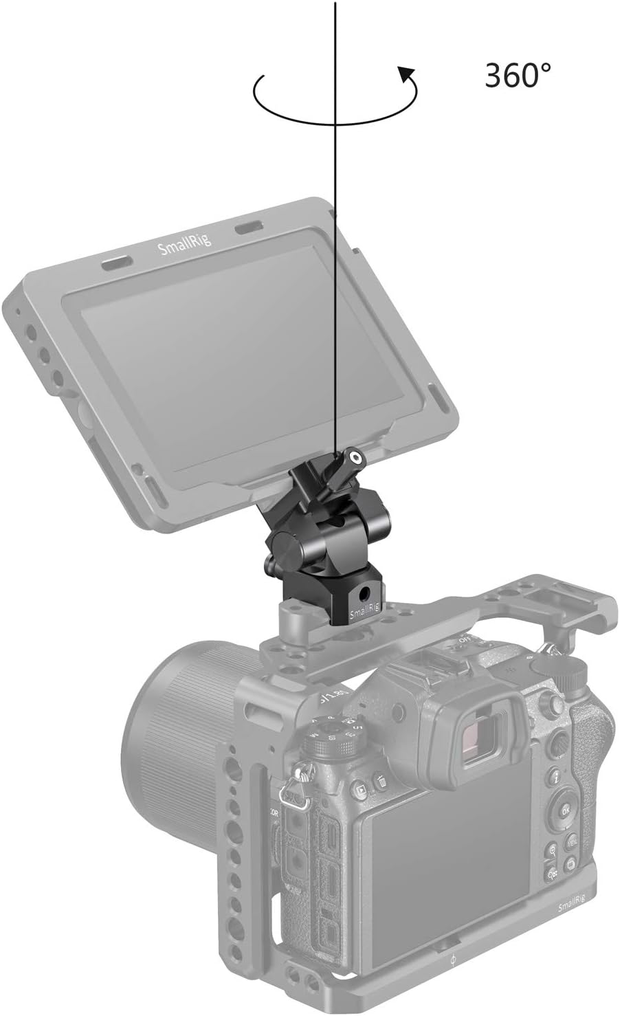 SmallRig Soporte de monitor giratorio e inclinable con abrazadera NATO ambos lados BSE2385