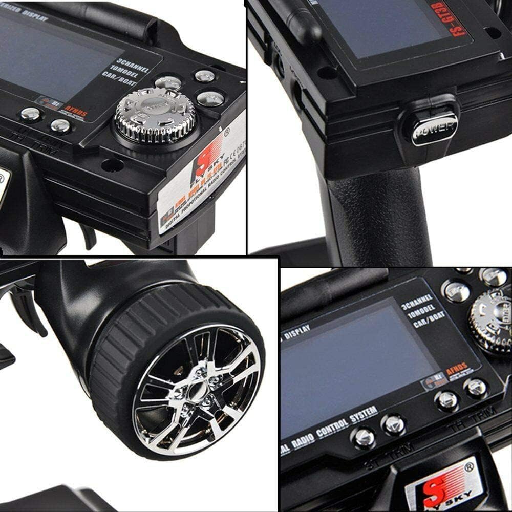 Goolsky Flysky FS-GT3B Transmisor RC 2.4GHz 3 canales control remoto y receptor FS-GR3E para RC coche barco