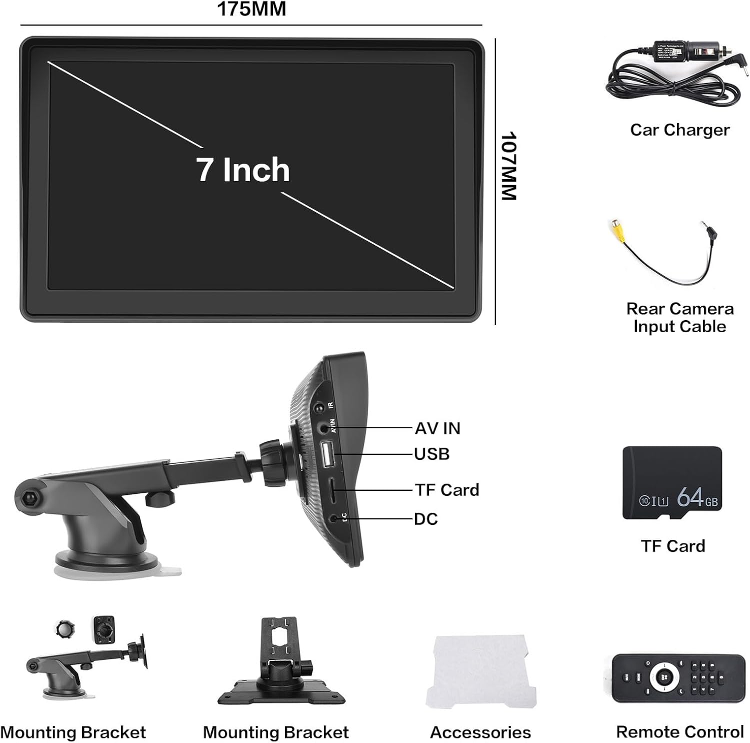 Hikity Estéreo inalámbrico portátil de Apple Carplay para automóvil de 7 pulgadas, pantalla táctil inalámbrica Android Auto, radio portátil para