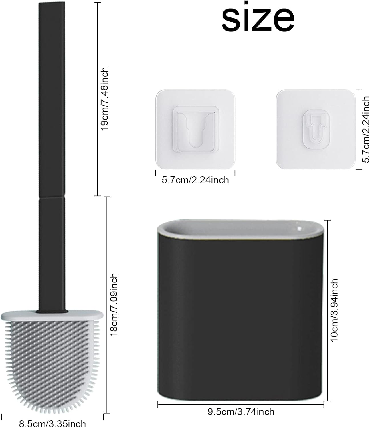 Juego de cepillo y soporte de silicona para inodoro, cabezal de cepillo flexible para inodoro, cepillo limpiador de inodoro de silicona con mango de
