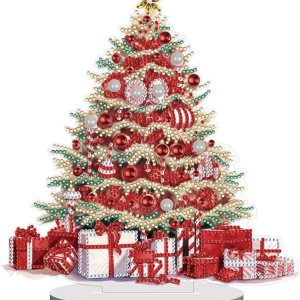 Orgone Kit de adornos de escritorio de árbol de Navidad para adultos, pintura acrílica por números, decoración de Navidad de escritorio, kit de Orgone Kit de adornos de escritorio de árbol de Navidad para adultos, pintura acrílica por números, decoración de Navidad de escritorio, kit de