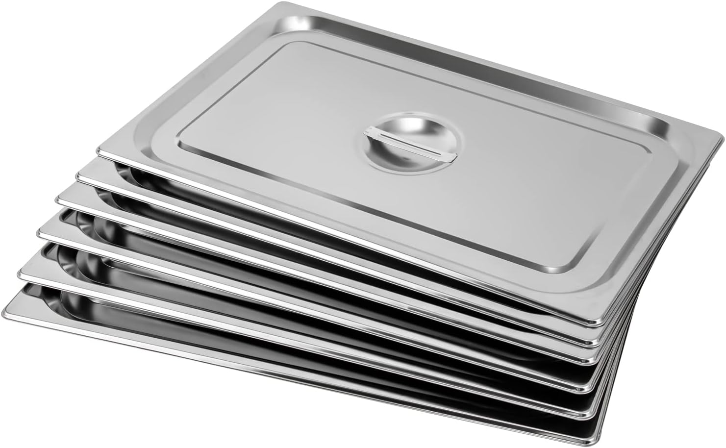 Fetcoi Paquete de 6 tapas de mesa de vapor de acero inoxidable de tamaño 11, cubierta sólida de sartén de hotel con asa para sartén de alimentos al