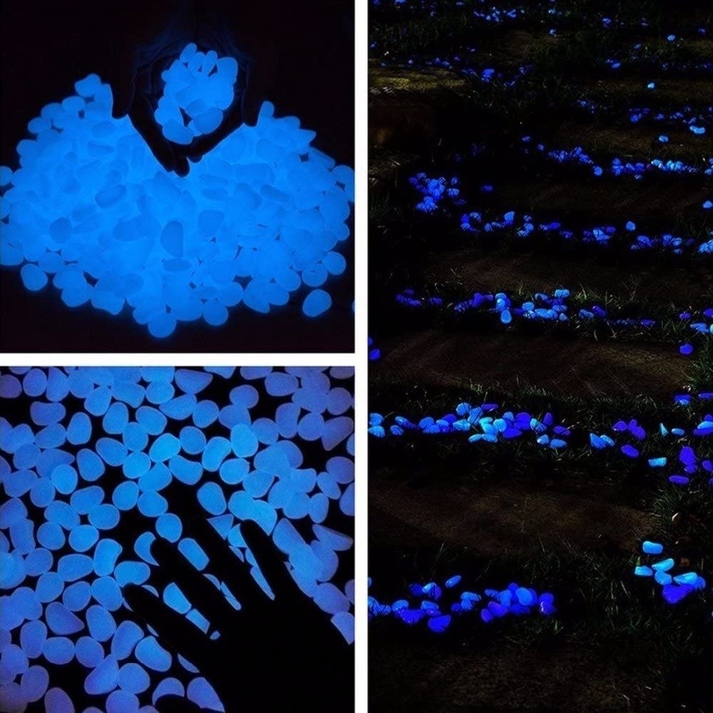 Oubest Piedras brillantes que brillan en la oscuridad, piedras brillantes de larga duración para decoración de jardín, pecera, acuario, decoración
