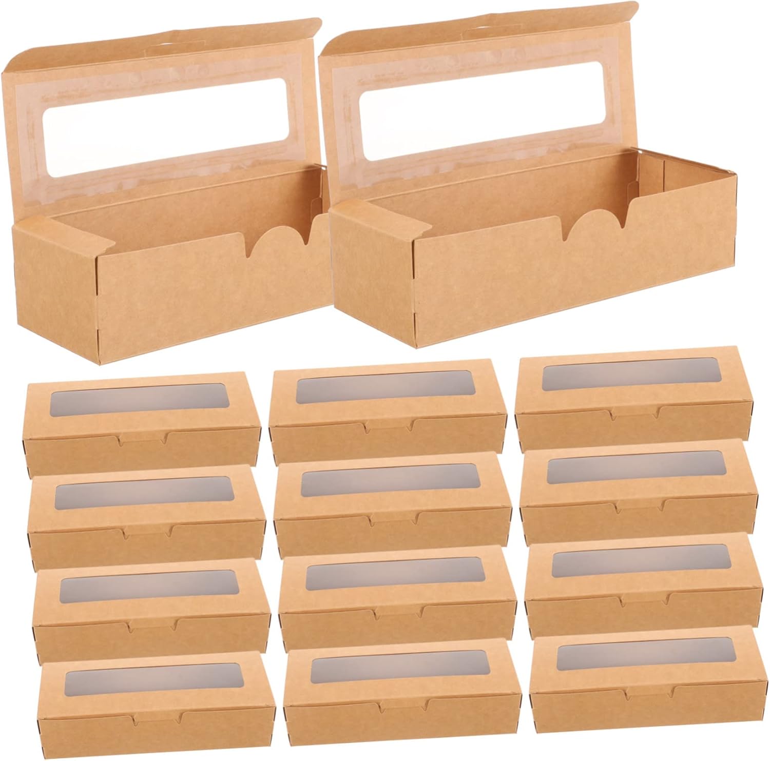 Abaodam Contenedor de embalaje para magdalenas, 60 piezas, donas, contenedor de regalo, caja de postre Kraft, muffins, macarrones, galletas, chispas