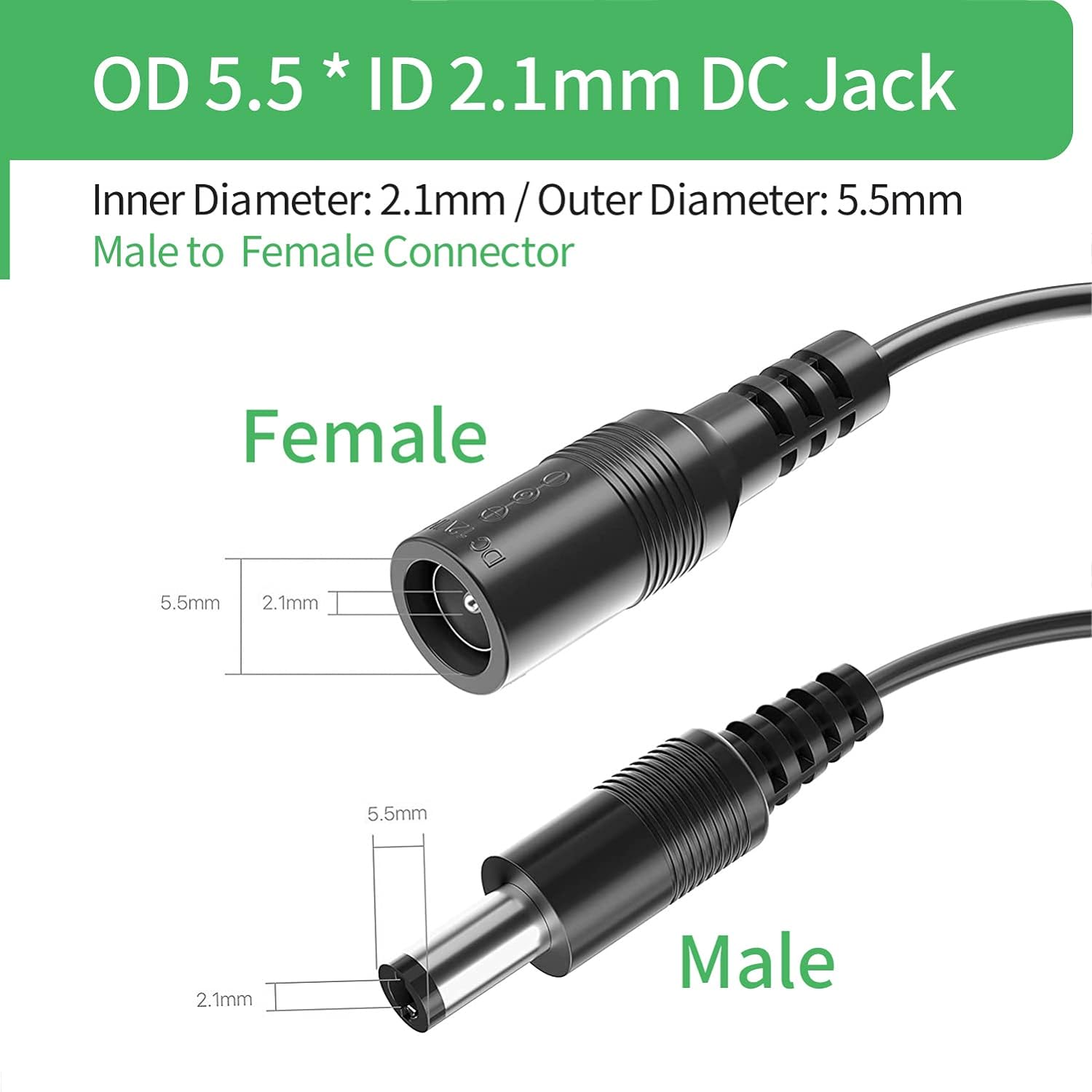 Security-01 3M – Cable de extensión de alimentación CC de 10 pies de 0.217 in x 0.083 in, para cámara de CCTV, cámara IP WiFi, DVR, tira LED,