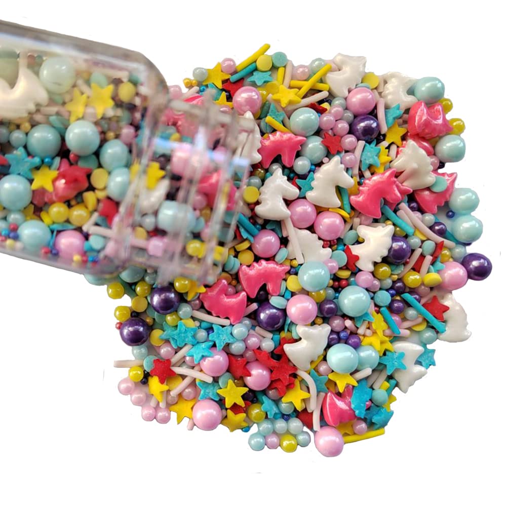Unicorn Sprinkles – Gránulos comestibles para hornear – Decoración para cupcakes y pasteles – Mezcla de espolvorear – 3.35 onzas (unicornio)
