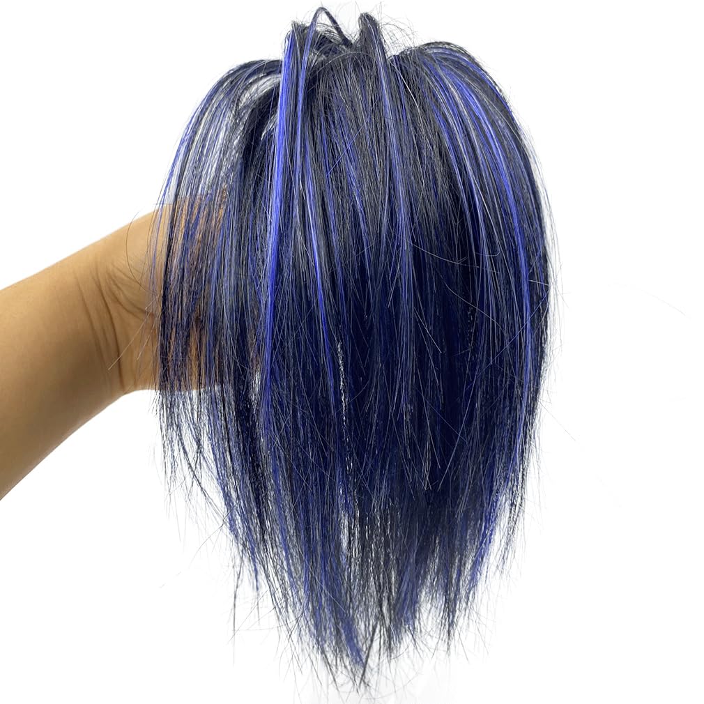 Extensión de cabello desordenado con reflejos, moño de garra, extensión de cola de caballo sintética con cordón elástico, extensión de moño para