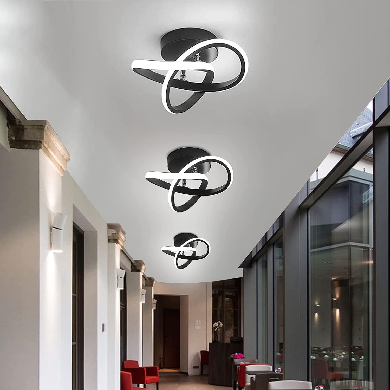 ADISUN Lámpara de techo LED moderna de montaje empotrado, lámpara de techo blanca fría para cocina, loft, pasillo, balcón, escalera, jardín, 22 W,