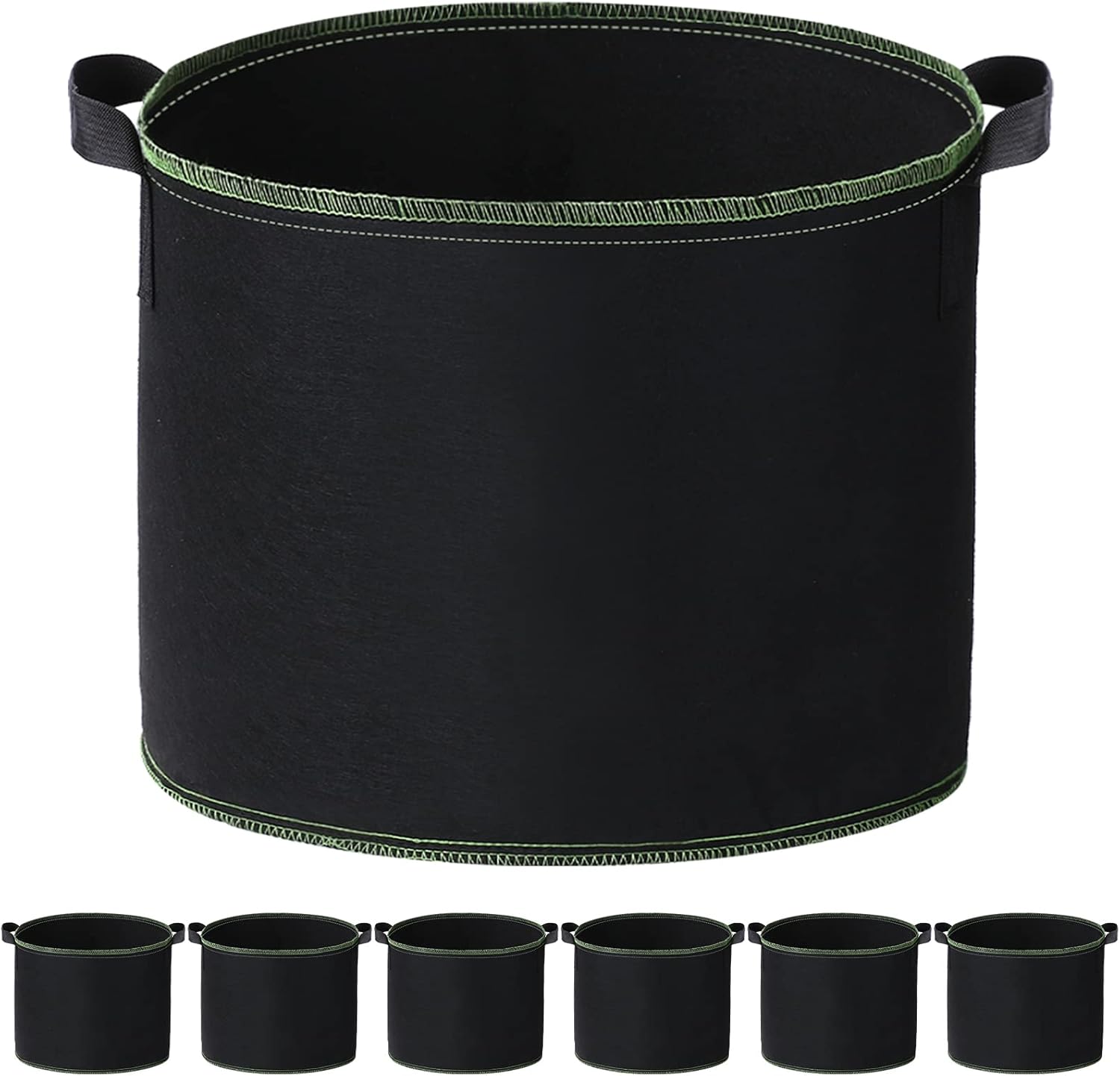 GESECE Paquete de 6 bolsas de cultivo de 7 galones, bolsas de cultivo gruesas no tejidas con asas, macetas de tela de aireación resistentes para