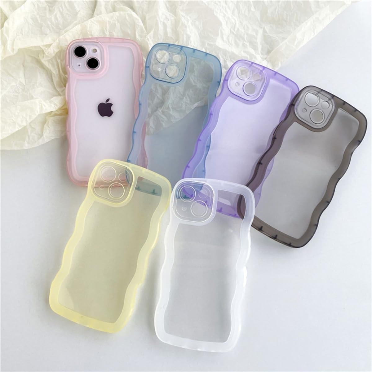 UMIONE – Funda de silicona suave para iPhone 11 de 6.1 pulgadas, forma de marco de onda rizada kawaii, a prueba de golpes, funda protectora para