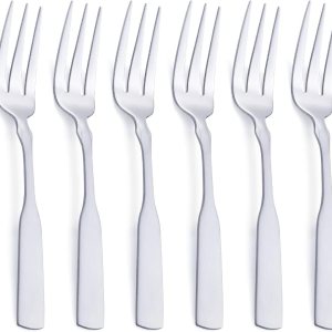 Tenedor de 3 dientes, tenedor de acero inoxidable de 7.6 pulgadas, tenedores de postre de cóctel de metal, 6 piezas Tenedor de 3 dientes, tenedor de acero inoxidable de 7.6 pulgadas, tenedores de postre de cóctel de metal, 6 piezas