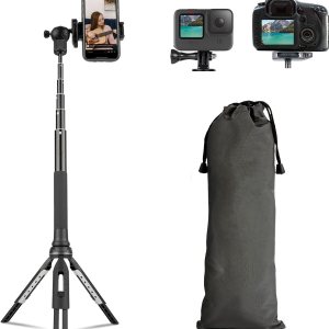 eDealz Trípode para teléfono de 55 pulgadas  Funciona como trípode, selfie stick y monopie de cámara para Go Pro  Soporte de trípode para teléfono eDealz Trípode para teléfono de 55 pulgadas  Funciona como trípode, selfie stick y monopie de cámara para Go Pro  Soporte de trípode para teléfono