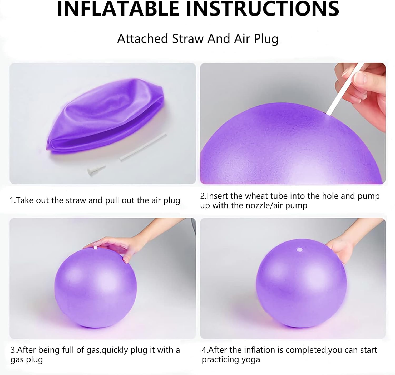 Fsadwnn – Pelota de ejercicio pequeña, bola de pilates de 9 pulgadas, pelota de ejercicio pequeña con bomba, bola de barre, mini pelota dobladora,