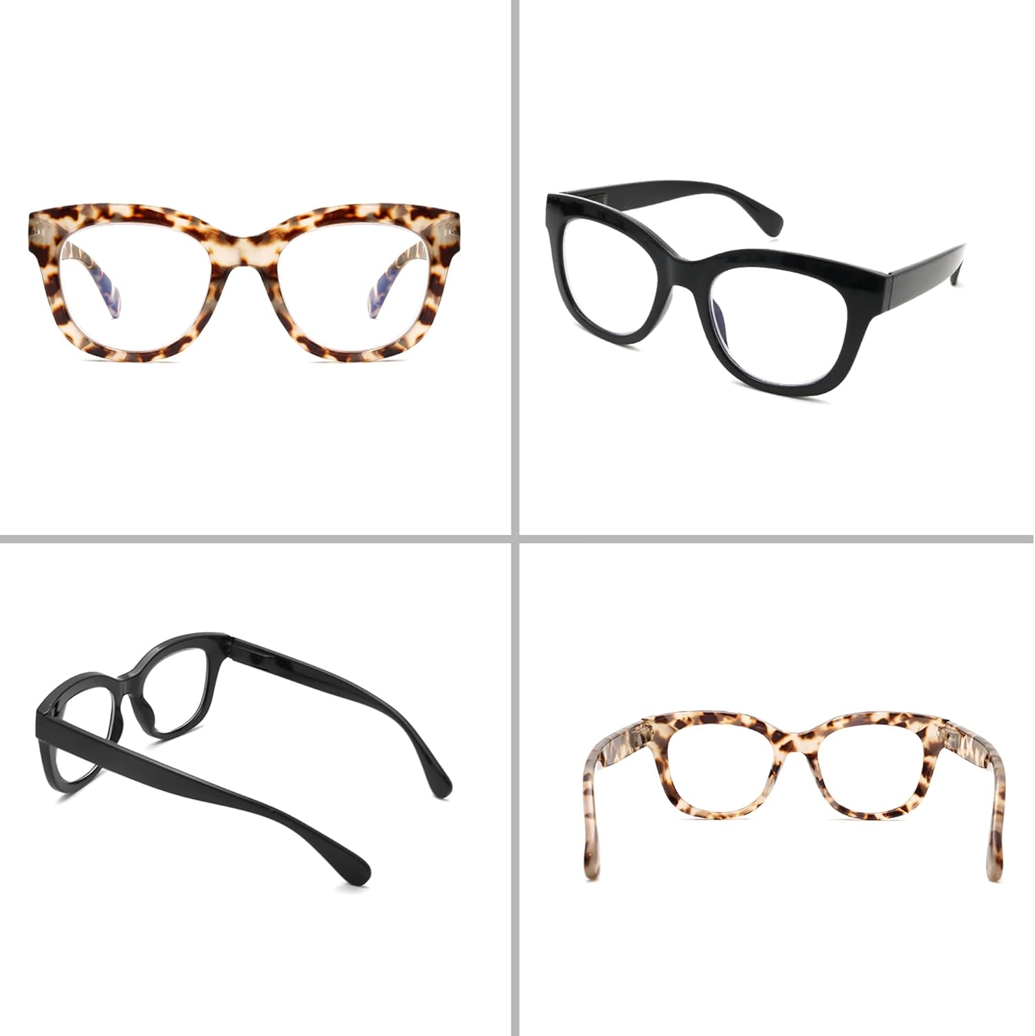 Areyeth 6 pares de anteojos de lectura retro de gran tamaño para mujer, estilo Oprah, lectores grandes con bloqueo de luz azul (1.00X)