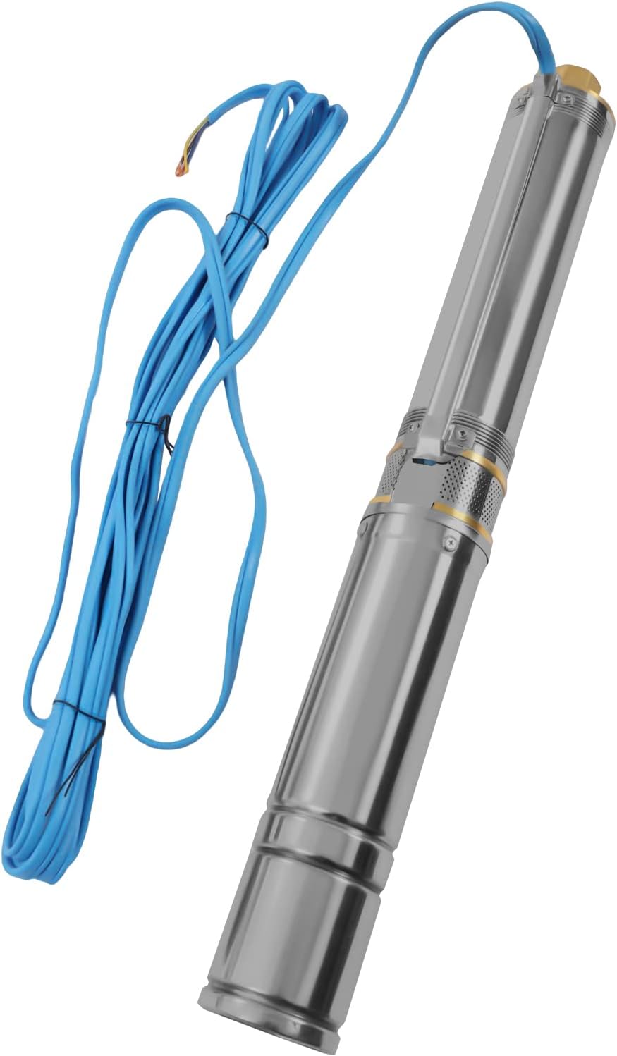 Fetcoi Bomba de pozo sumergible para pozo profundo, tubo de diámetro exterior de 3.8 pulgadas, 110V60HZ 1.1KW 1.5HP, bomba de pozo sumergible de