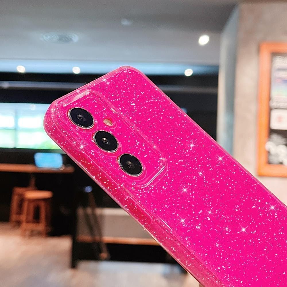 Finyosee Funda compatible con Samsung Galaxy S23 FE 5G, bonito color neón brillante, con purpurina, delgada, delgada, a prueba de golpes, funda de