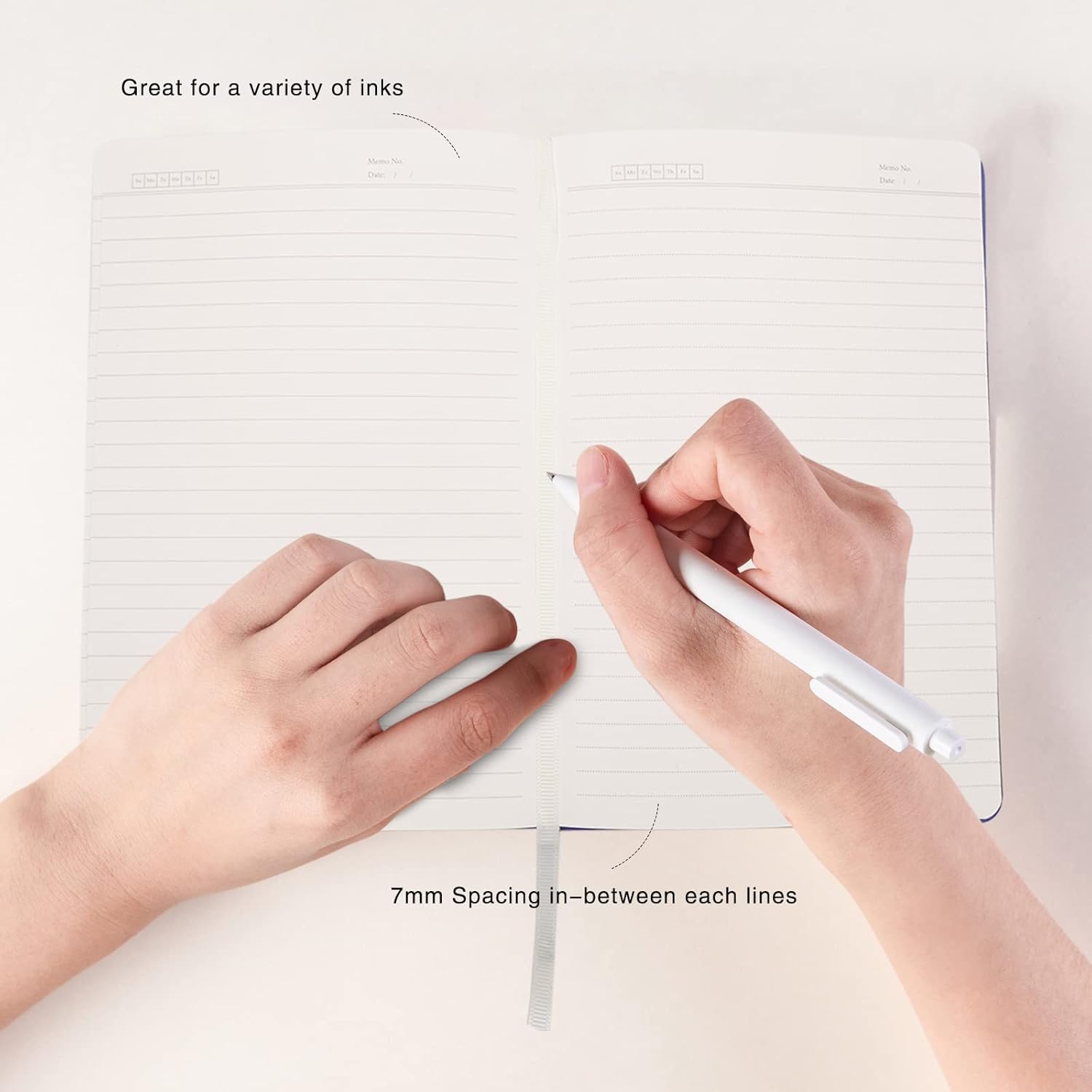 Deziliao – Cuaderno de tapa dura de 160 páginas, cuadernos a rayas para el trabajo, papel grueso prémium de 100GSM, con bolsillo, tamaño mediano de