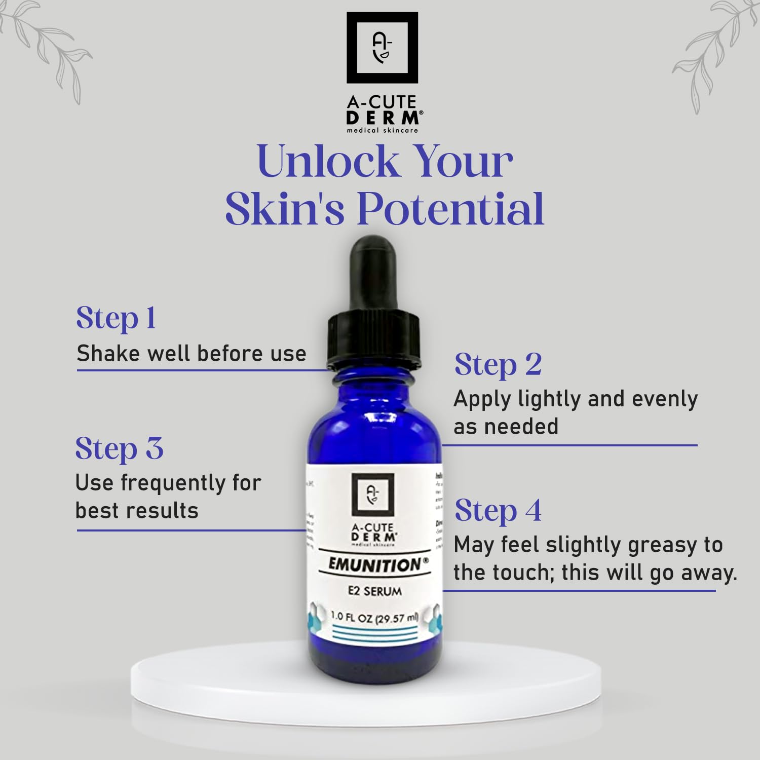 Emunition E2 Suero Hidratante para Mejorar la Pérdida Hidratante Ayuda a Curar la Piel Sensible (1 oz)