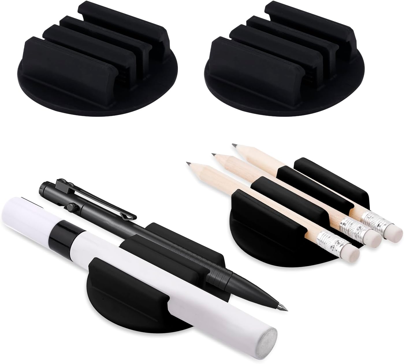 4 soportes adhesivos de silicona para bolígrafos, juego de clips para rotuladores para portapapeles de escritorio y otras superficies planas,