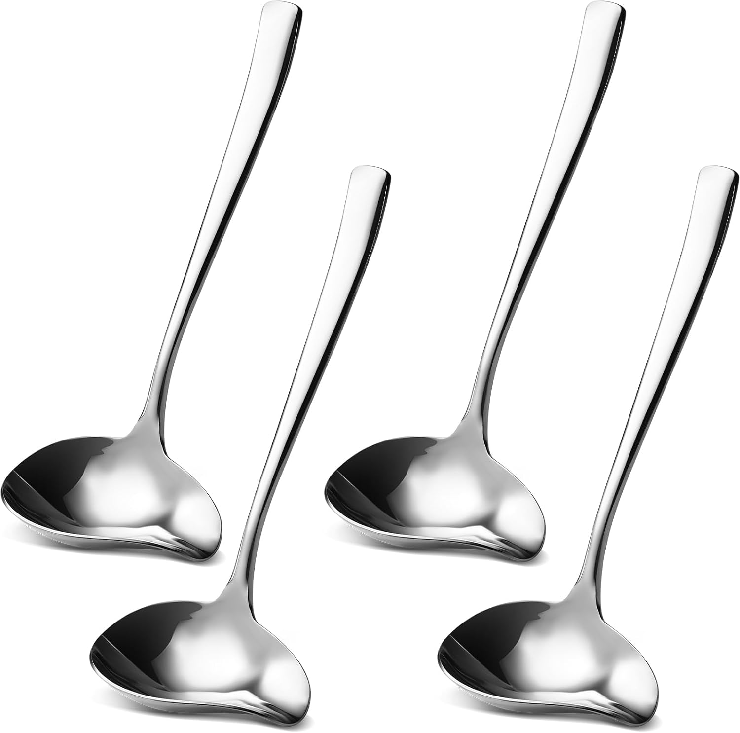 Mifoci Cucharón de salsa de acero inoxidable de 7.3 pulgadas, cucharón para salsa, cucharón para salsa, cucharón con boquilla, cucharones pequeños