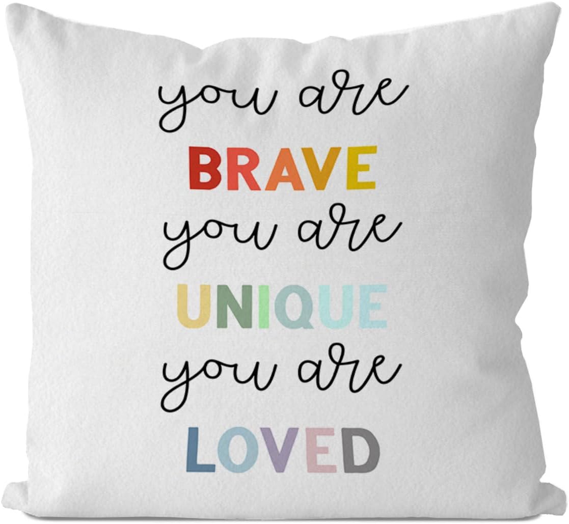 IWXYI Fundas de almohada para aula de 18 x 18 pulgadas, fundas de almohada positivas para el aula con texto en inglés “You eres”, almohadas de aula