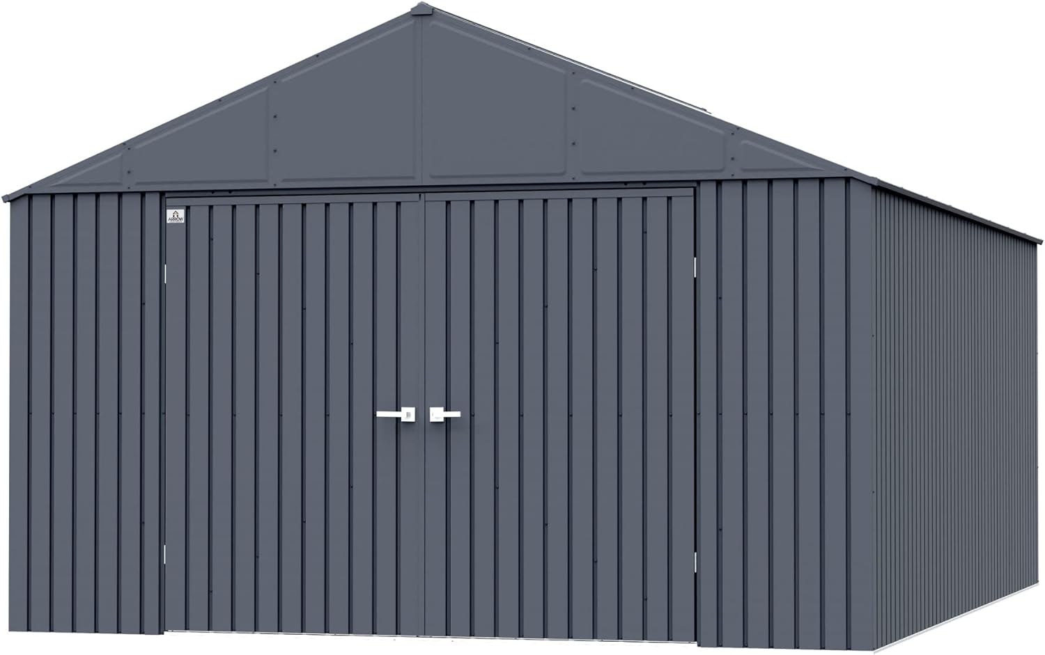 Arrow Shed Elite 12′ x 16′ Outdoor Lockable Gable Roof Steel Storage Shed Building, Anthracite