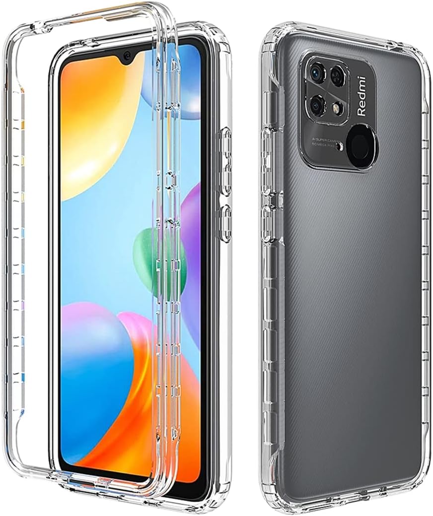 Funda transparente compatible con Xiaomi Redmi 10C 220333QBI con protector de pantalla de vidrio templado, bonito protector de cristal a prueba de
