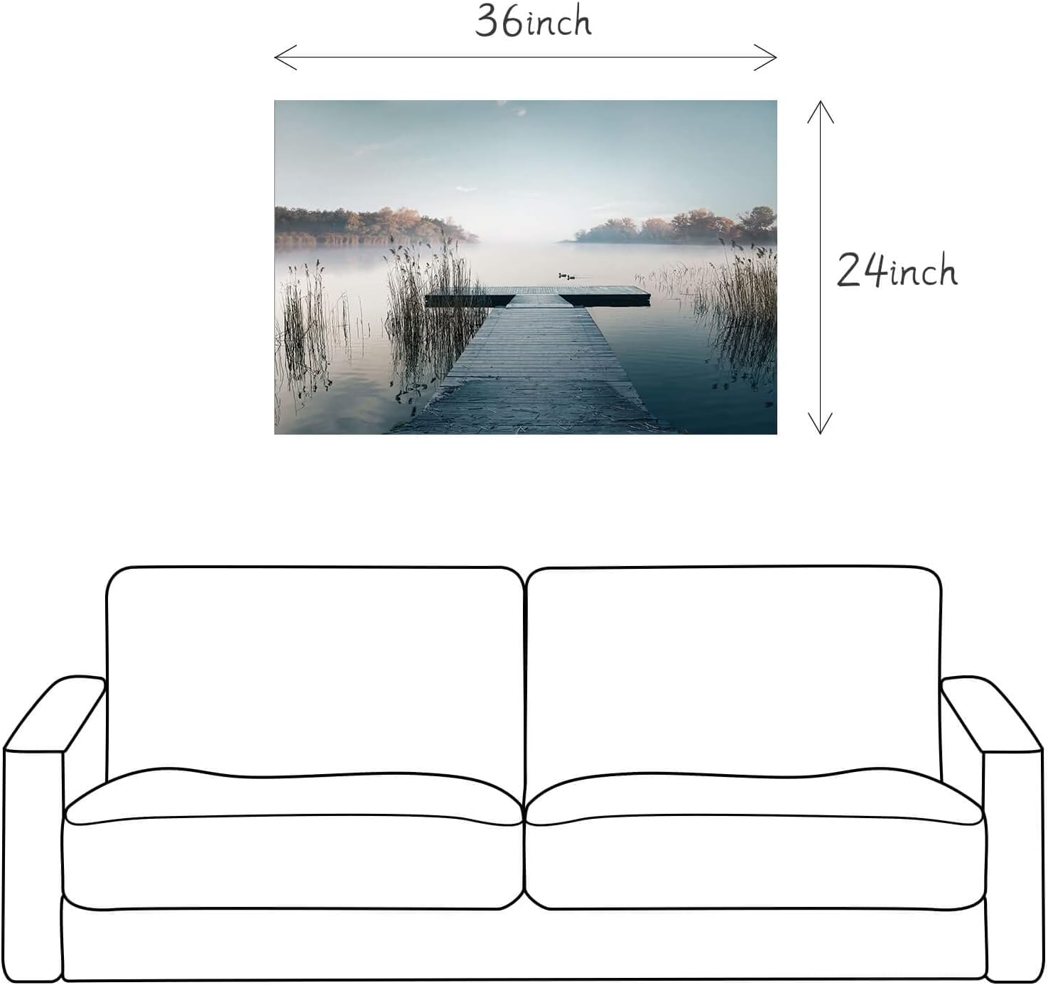 Lienzo de paisaje natural para la pared impresiones enmarcadas de escena de lago natural, puente, muelle, paisaje, pintura, obra de arte para el