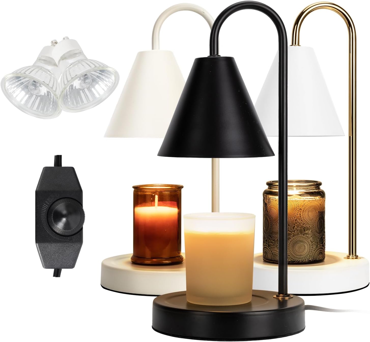 Aimoptg Lámpara calentadora de velas, calentador eléctrico de velas con luz regulable, derretidor de cera perfumada, sin humo, compatible con varios