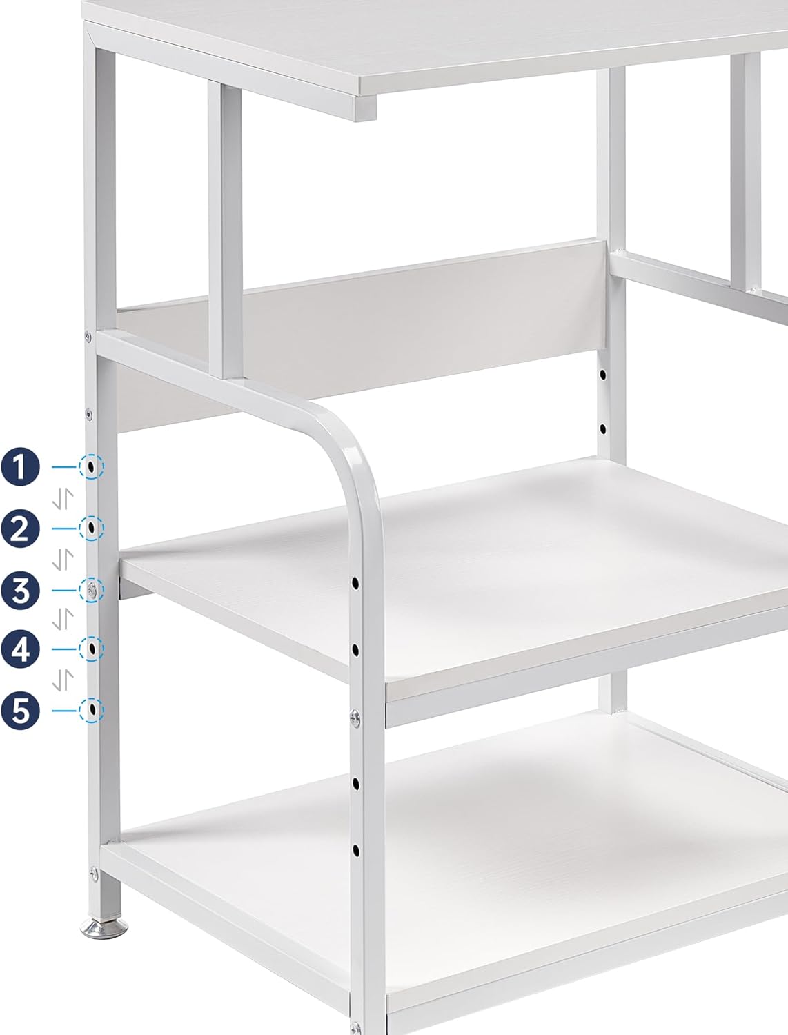 Soporte blanco para impresora, mesa de impresora de 3 estantes con ruedas, carrito de impresora rodante para oficina en casa, organización y