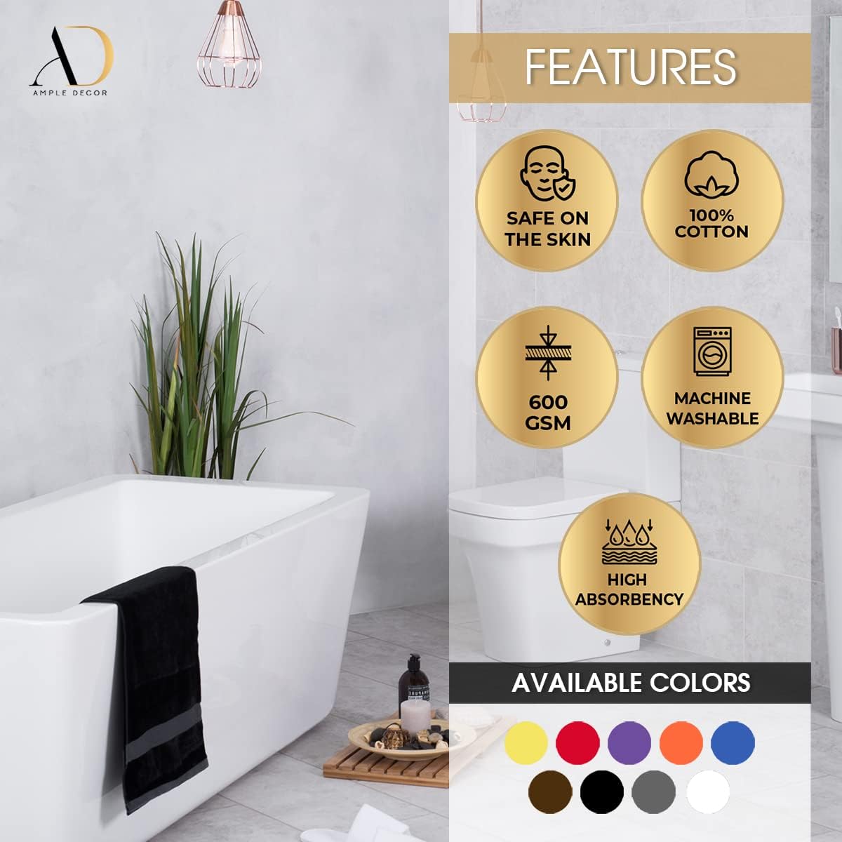 Ample Decor Paquete de 10 paños de lavado con certificación Oeko Tex de 21.16 ozm, 100% algodón, suaves, absorbentes, duraderos y lavables a