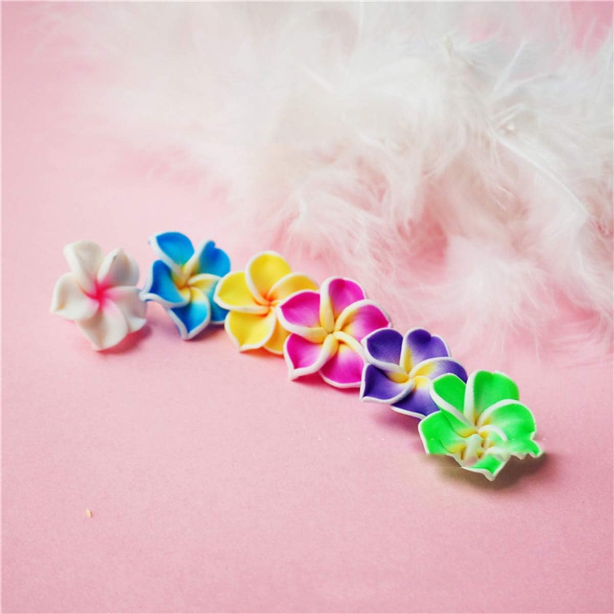 Healifty Accesorios de girasol, 20 unidades, arcilla polimérica, espaciador de flores de plumeria, cuentas sueltas, abalorios florales para hacer