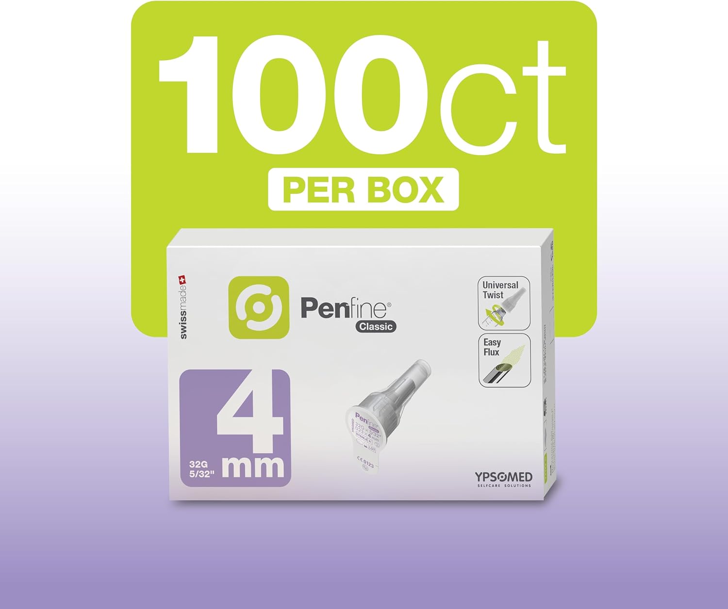 Penfine Aguja clásica para bolígrafo, 32G x 0.157 in, 100ct, fabricación suiza, ajuste universal