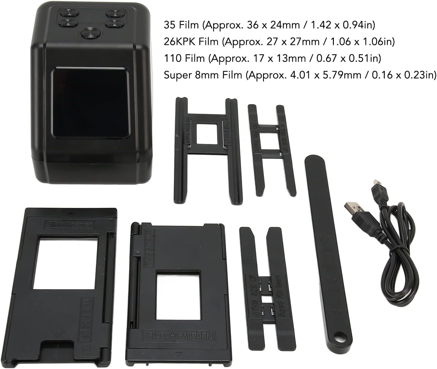 Escáner de película y diapositivas con pantalla LCD de 2.0 pulgadas, escáner de diapositivas de película Convertir 135 126 110 películas